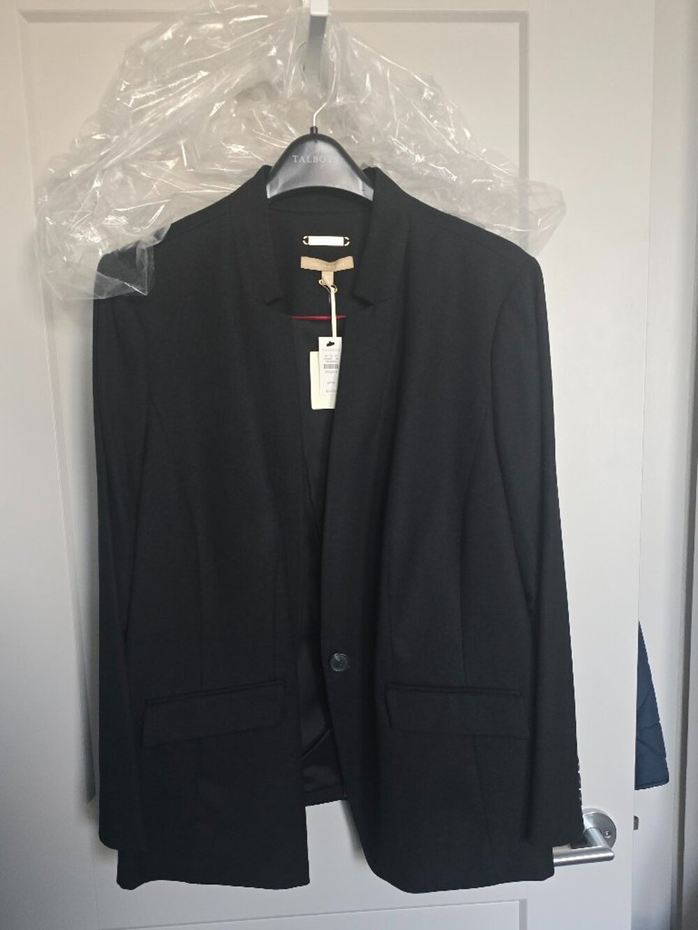 NWT Talbots Black Virgin Wool Notch Collar Single Button Blazer 24W